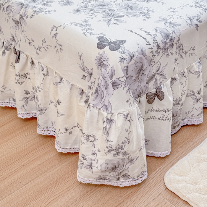 91家纺网 家纺一手货源 找家纺 （总）爱妮玖玖 2025新款全棉印花床裙花边床单四件套