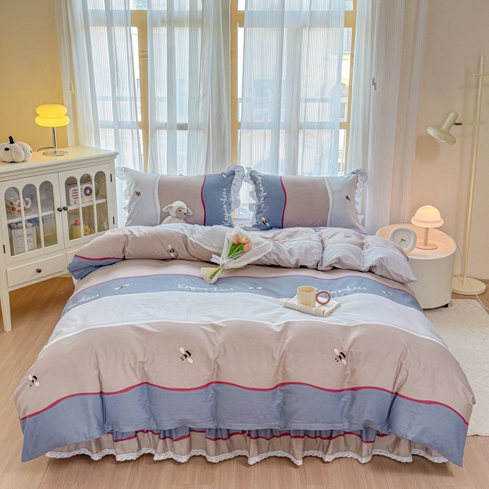 91家纺网 家纺一手货源 找家纺 （总）爱妮玖玖 2025新款全棉印花床裙花边床单四件套