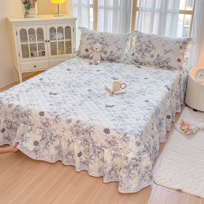 91家纺网 家纺一手货源 找家纺 （总）爱妮玖玖 2025新款全棉小白边夹棉床盖四件套