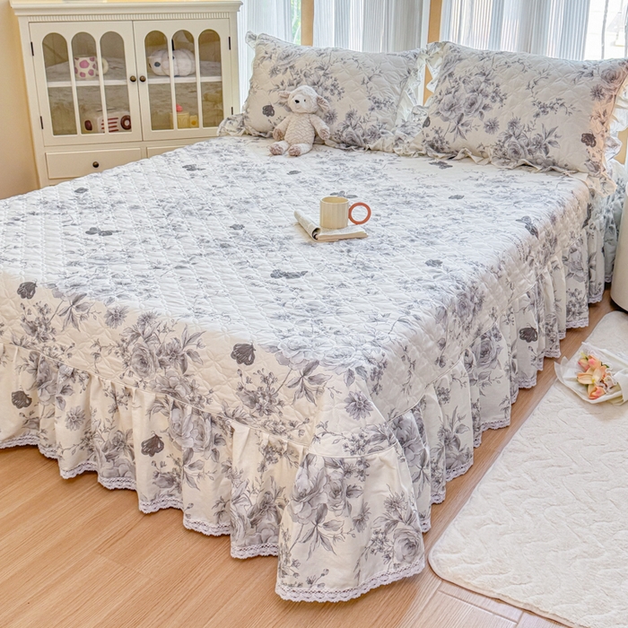 91家纺网 家纺一手货源 找家纺 （总）爱妮玖玖 2025新款全棉小白边夹棉床盖四件套