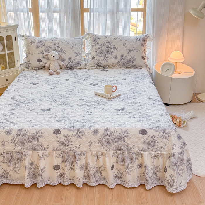 91家纺网 家纺一手货源 找家纺 （总）爱妮玖玖 2025新款全棉小白边夹棉床盖四件套