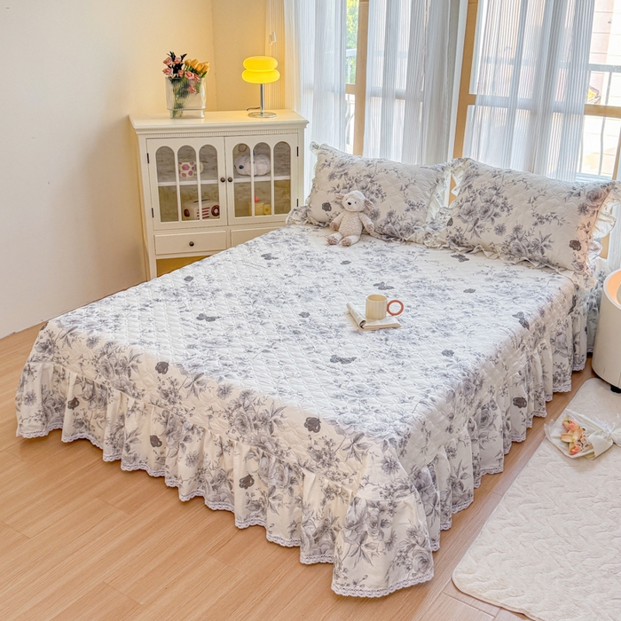 91家纺网 家纺一手货源 找家纺 （总）爱妮玖玖 2025新款全棉小白边夹棉床盖四件套