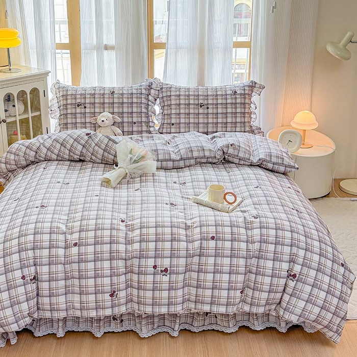 91家纺网 家纺一手货源 找家纺 （总）爱妮玖玖 2025新款全棉小白边夹棉床盖四件套