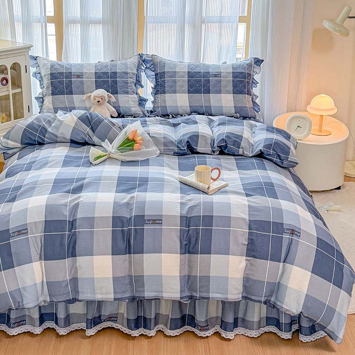 91家纺网 家纺一手货源 找家纺 （总）爱妮玖玖 2025新款全棉小白边夹棉床盖四件套