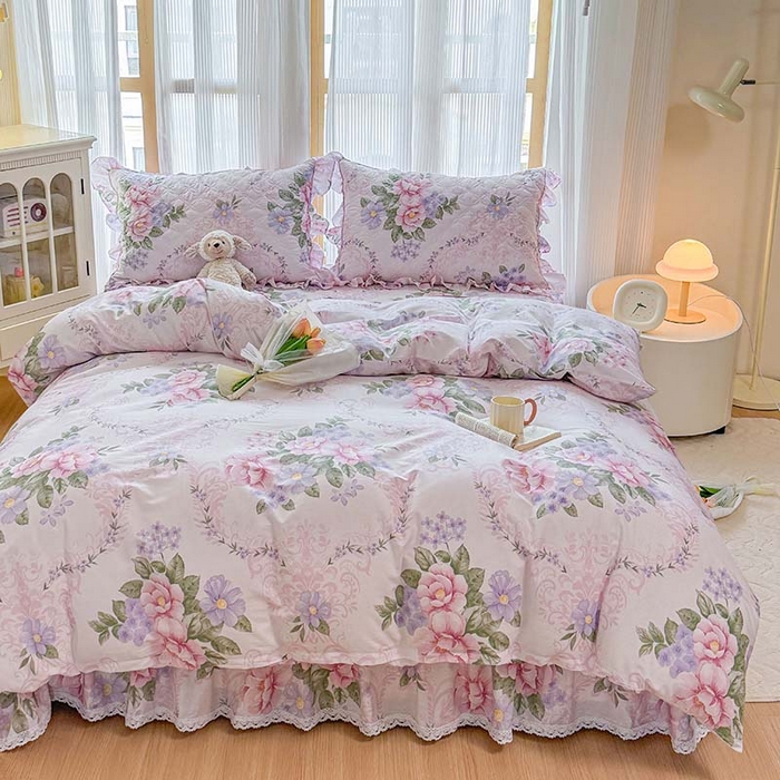 91家纺网 家纺一手货源 找家纺 （总）爱妮玖玖 2025新款全棉小白边夹棉床盖四件套