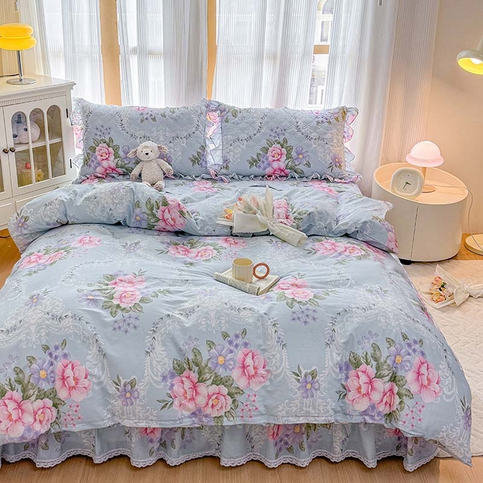 91家纺网 家纺一手货源 找家纺 （总）爱妮玖玖 2025新款全棉小白边夹棉床盖四件套