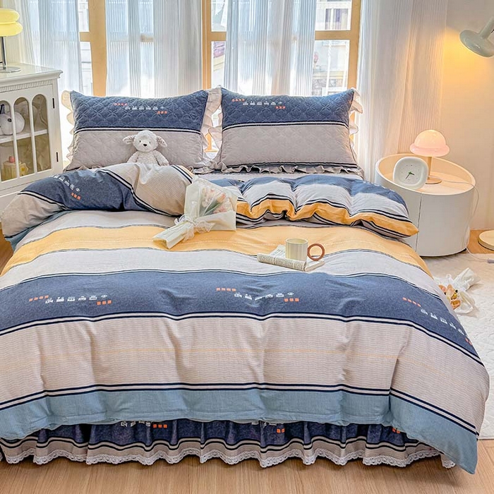 91家纺网 家纺一手货源 找家纺 （总）爱妮玖玖 2025新款全棉小白边夹棉床盖四件套