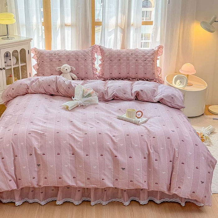 91家纺网 家纺一手货源 找家纺 （总）爱妮玖玖 2025新款全棉小白边夹棉床盖四件套