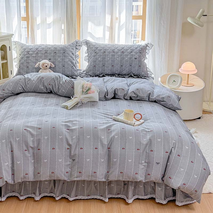 91家纺网 家纺一手货源 找家纺 （总）爱妮玖玖 2025新款全棉小白边夹棉床盖四件套