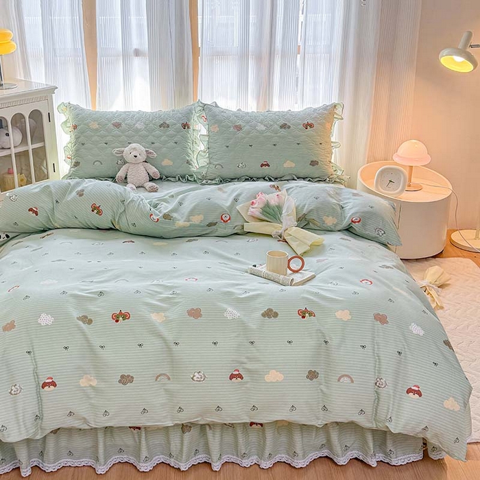 91家纺网 家纺一手货源 找家纺 （总）爱妮玖玖 2025新款全棉小白边夹棉床盖四件套