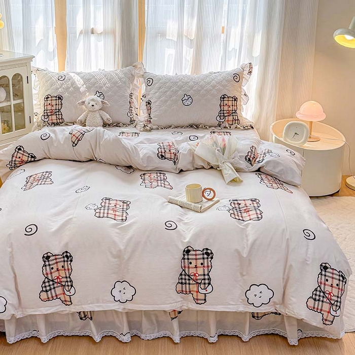 91家纺网 家纺一手货源 找家纺 （总）爱妮玖玖 2025新款全棉小白边夹棉床盖四件套