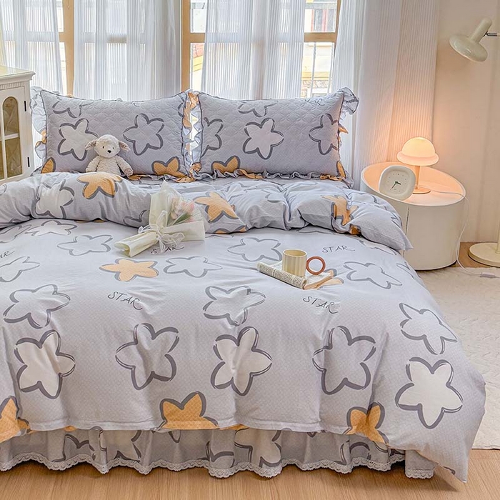 91家纺网 家纺一手货源 找家纺 （总）爱妮玖玖 2025新款全棉小白边夹棉床盖四件套