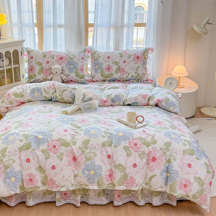 91家纺网 家纺一手货源 找家纺 （总）爱妮玖玖 2025新款全棉小白边夹棉床盖四件套