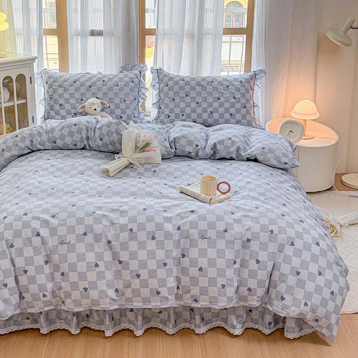 91家纺网 家纺一手货源 找家纺 （总）爱妮玖玖 2025新款全棉小白边夹棉床盖四件套