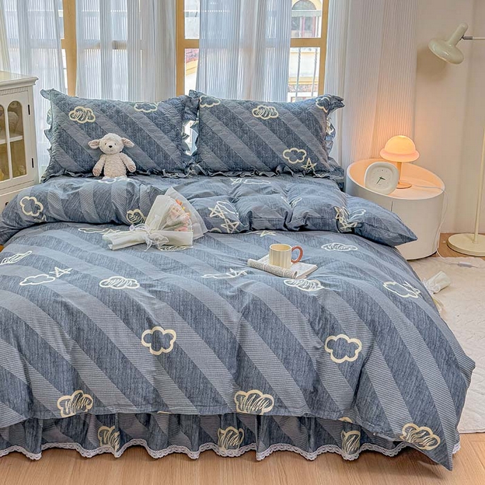 91家纺网 家纺一手货源 找家纺 （总）爱妮玖玖 2025新款全棉小白边夹棉床盖四件套