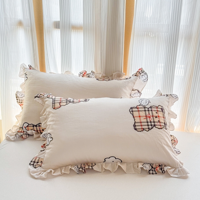 91家纺网 家纺一手货源 找家纺 （总）爱妮玖玖 2025新款全棉系列小白边花边单层枕