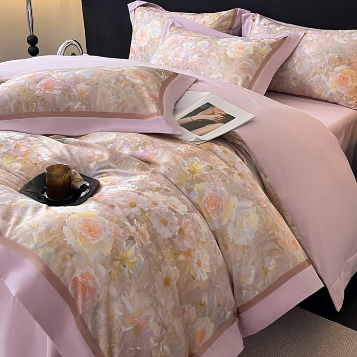 博纳家纺 2025新款全棉纯棉磨毛数码印花四件套 繁花时光