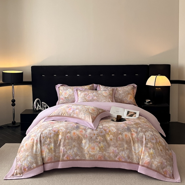 91家纺网 家纺一手货源 找家纺 博纳家纺 2025新款全棉纯棉磨毛数码印花四件套 繁花时光