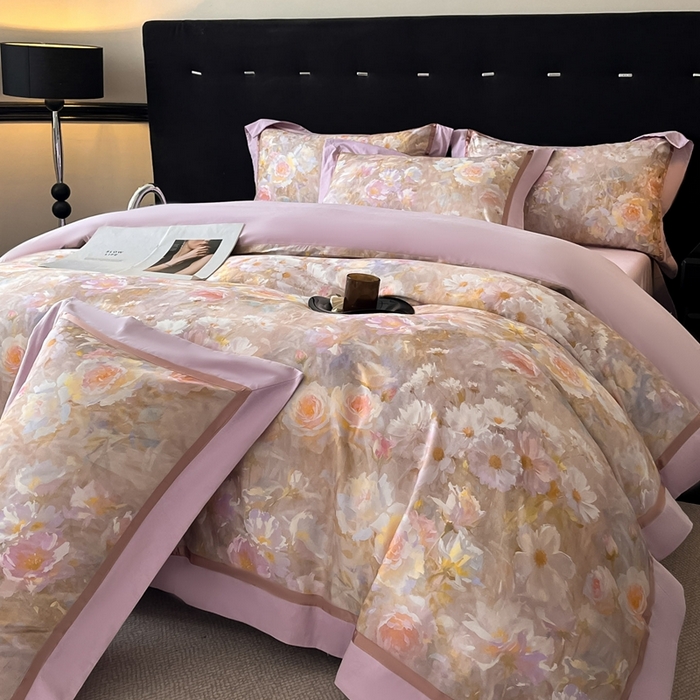 91家纺网 家纺一手货源 找家纺 博纳家纺 2025新款全棉纯棉磨毛数码印花四件套 繁花时光