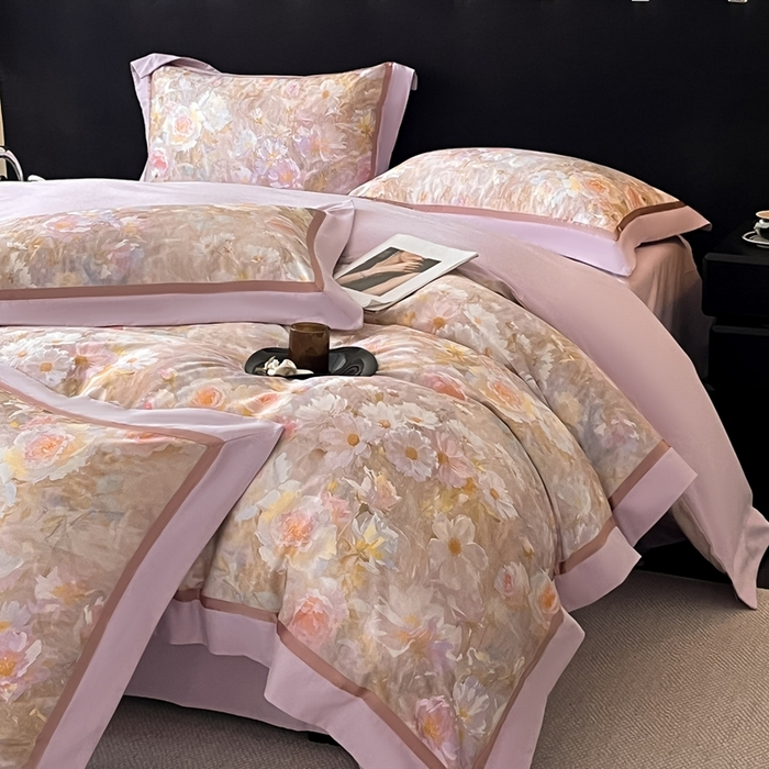 91家纺网 家纺一手货源 找家纺 博纳家纺 2025新款全棉纯棉磨毛数码印花四件套 繁花时光