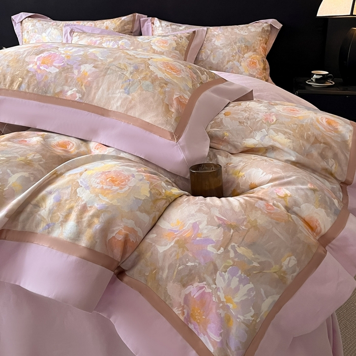 91家纺网 家纺一手货源 找家纺 博纳家纺 2025新款全棉纯棉磨毛数码印花四件套 繁花时光