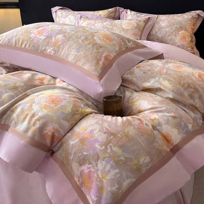 91家纺网 家纺一手货源 找家纺 博纳家纺 2025新款全棉纯棉磨毛数码印花四件套 繁花时光