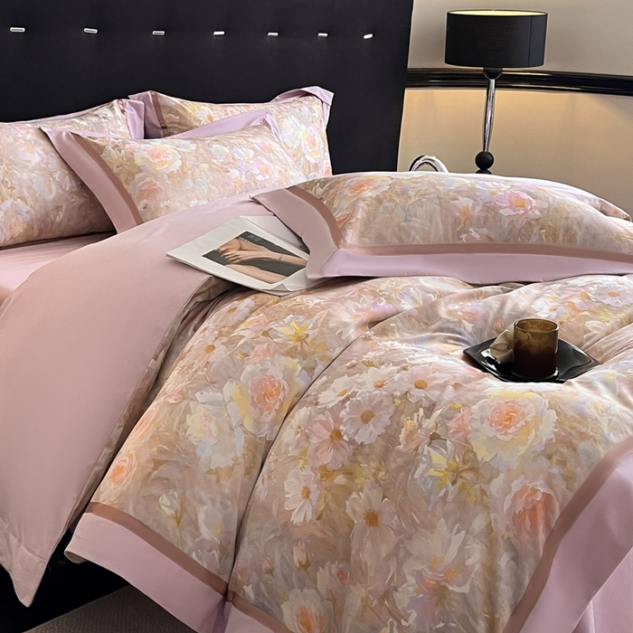 91家纺网 家纺一手货源 找家纺 博纳家纺 2025新款全棉纯棉磨毛数码印花四件套 繁花时光