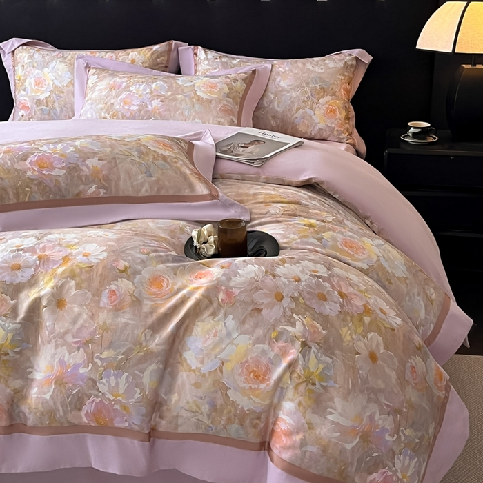 91家纺网 家纺一手货源 找家纺 博纳家纺 2025新款全棉纯棉磨毛数码印花四件套 繁花时光