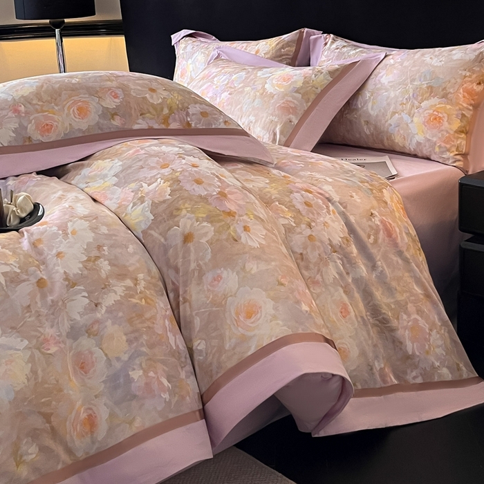 91家纺网 家纺一手货源 找家纺 博纳家纺 2025新款全棉纯棉磨毛数码印花四件套 繁花时光