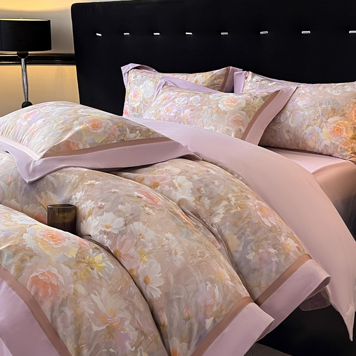 91家纺网 家纺一手货源 找家纺 博纳家纺 2025新款全棉纯棉磨毛数码印花四件套 繁花时光