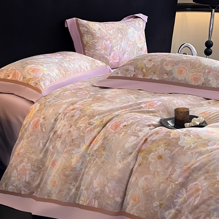 91家纺网 家纺一手货源 找家纺 博纳家纺 2025新款全棉纯棉磨毛数码印花四件套 繁花时光