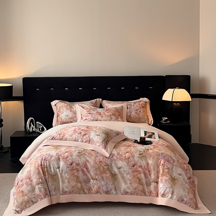 91家纺网 家纺一手货源 找家纺 博纳家纺 2025新款全棉纯棉磨毛数码印花四件套 花颜