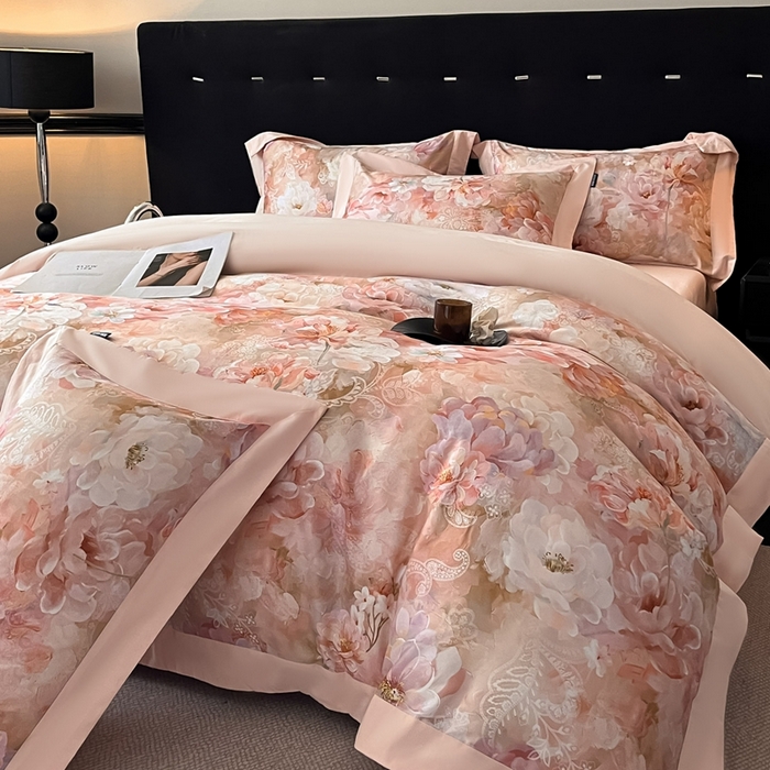 91家纺网 家纺一手货源 找家纺 博纳家纺 2025新款全棉纯棉磨毛数码印花四件套 花颜