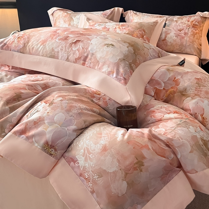 91家纺网 家纺一手货源 找家纺 博纳家纺 2025新款全棉纯棉磨毛数码印花四件套 花颜