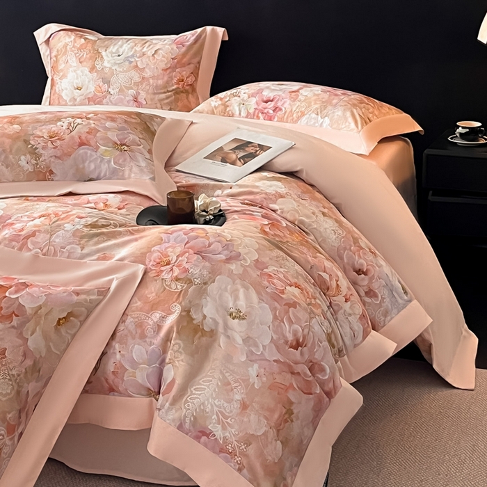 91家纺网 家纺一手货源 找家纺 博纳家纺 2025新款全棉纯棉磨毛数码印花四件套 花颜