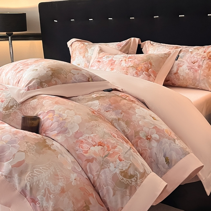 91家纺网 家纺一手货源 找家纺 博纳家纺 2025新款全棉纯棉磨毛数码印花四件套 花颜