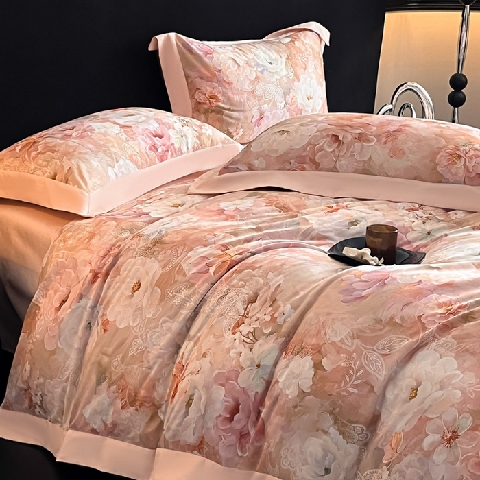 91家纺网 家纺一手货源 找家纺 博纳家纺 2025新款全棉纯棉磨毛数码印花四件套 花颜