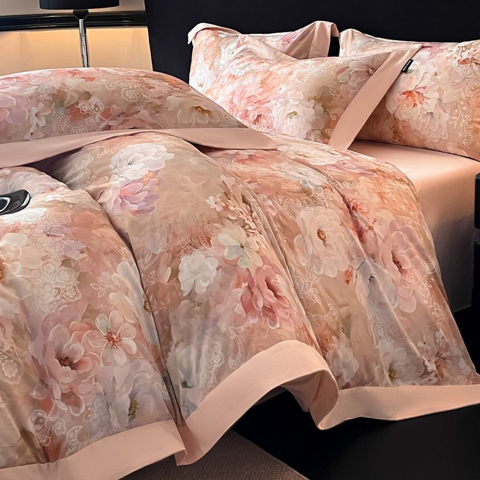 91家纺网 家纺一手货源 找家纺 博纳家纺 2025新款全棉纯棉磨毛数码印花四件套 花颜