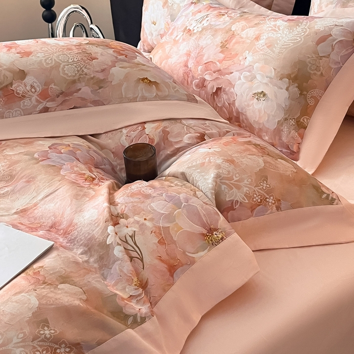 91家纺网 家纺一手货源 找家纺 博纳家纺 2025新款全棉纯棉磨毛数码印花四件套 花颜