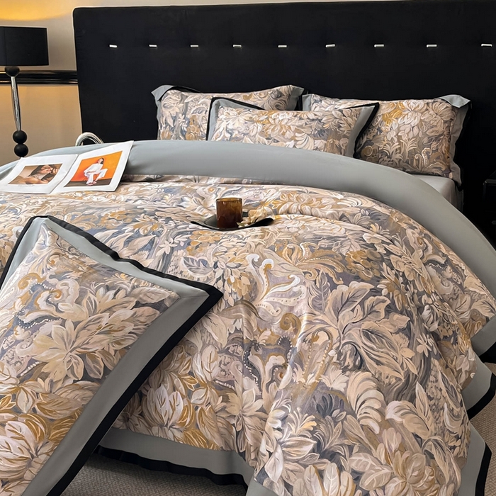 91家纺网 家纺一手货源 找家纺 博纳家纺 2025新款全棉纯棉磨毛数码印花四件套 秋意浓