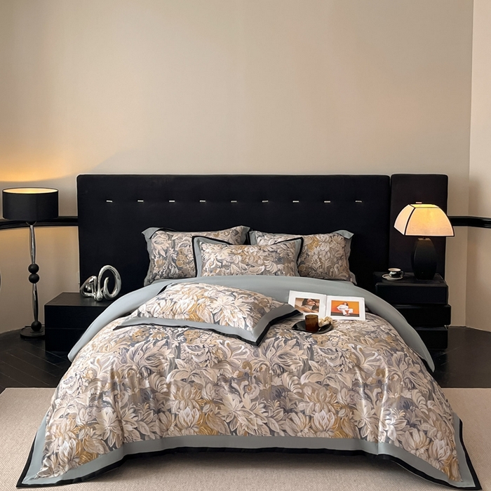 91家纺网 家纺一手货源 找家纺 博纳家纺 2025新款全棉纯棉磨毛数码印花四件套 秋意浓