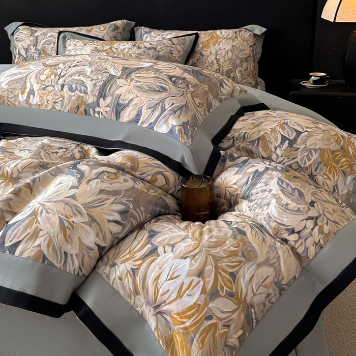 91家纺网 家纺一手货源 找家纺 博纳家纺 2025新款全棉纯棉磨毛数码印花四件套 秋意浓