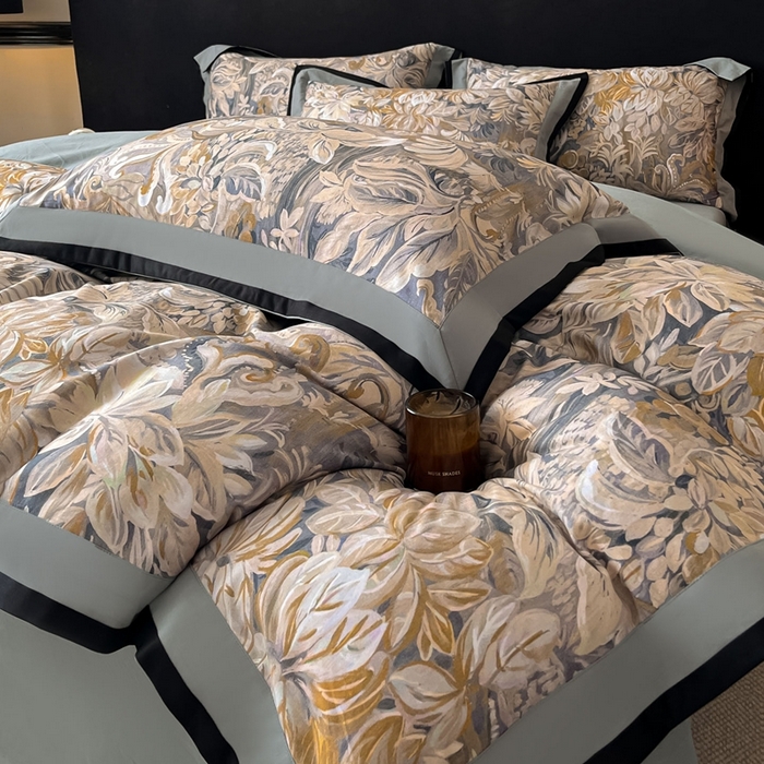 91家纺网 家纺一手货源 找家纺 博纳家纺 2025新款全棉纯棉磨毛数码印花四件套 秋意浓