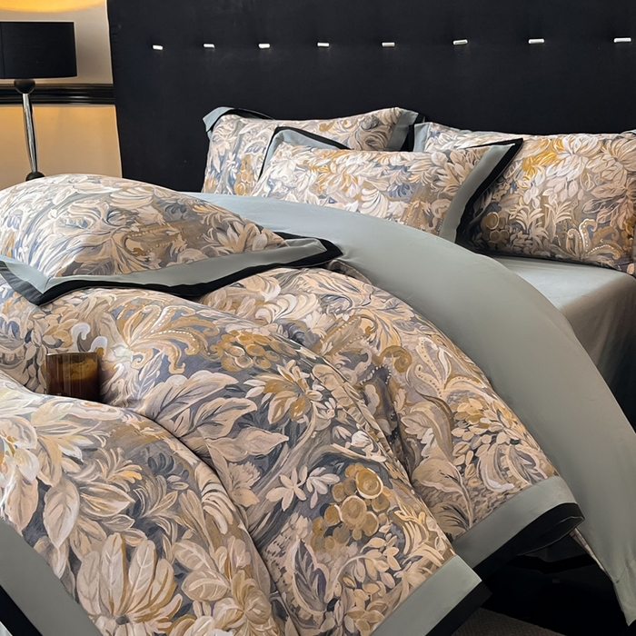 91家纺网 家纺一手货源 找家纺 博纳家纺 2025新款全棉纯棉磨毛数码印花四件套 秋意浓