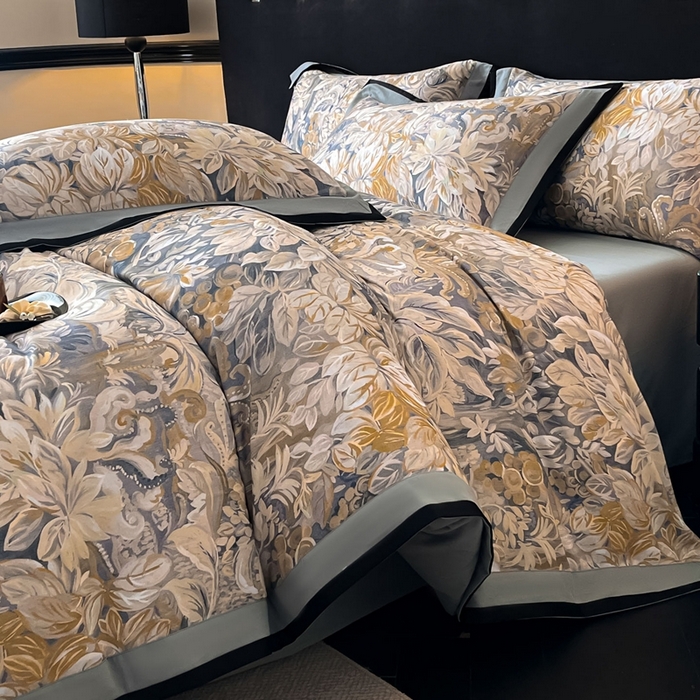 91家纺网 家纺一手货源 找家纺 博纳家纺 2025新款全棉纯棉磨毛数码印花四件套 秋意浓