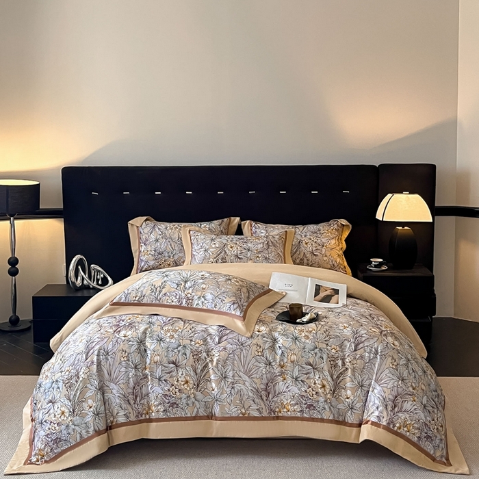 91家纺网 家纺一手货源 找家纺 博纳家纺 2025新款全棉纯棉磨毛数码印花四件套 塔塔庄园