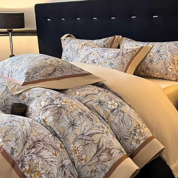 91家纺网 家纺一手货源 找家纺 博纳家纺 2025新款全棉纯棉磨毛数码印花四件套 塔塔庄园