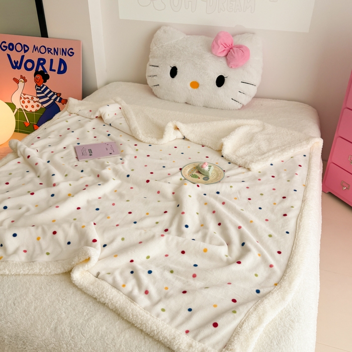 91家纺网 家纺一手货源 找家纺 艾特你 2025新款ins羊羔绒牛奶绒可被套休闲毯单被套-毯子图 多彩