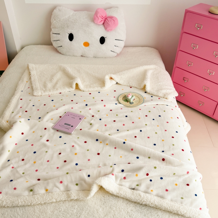 91家纺网 家纺一手货源 找家纺 艾特你 2025新款ins羊羔绒牛奶绒可被套休闲毯单被套-毯子图 多彩