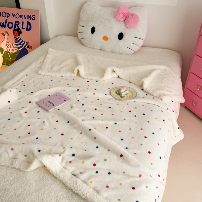 91家纺网 家纺一手货源 找家纺 艾特你 2025新款ins羊羔绒牛奶绒可被套休闲毯单被套-毯子图 多彩